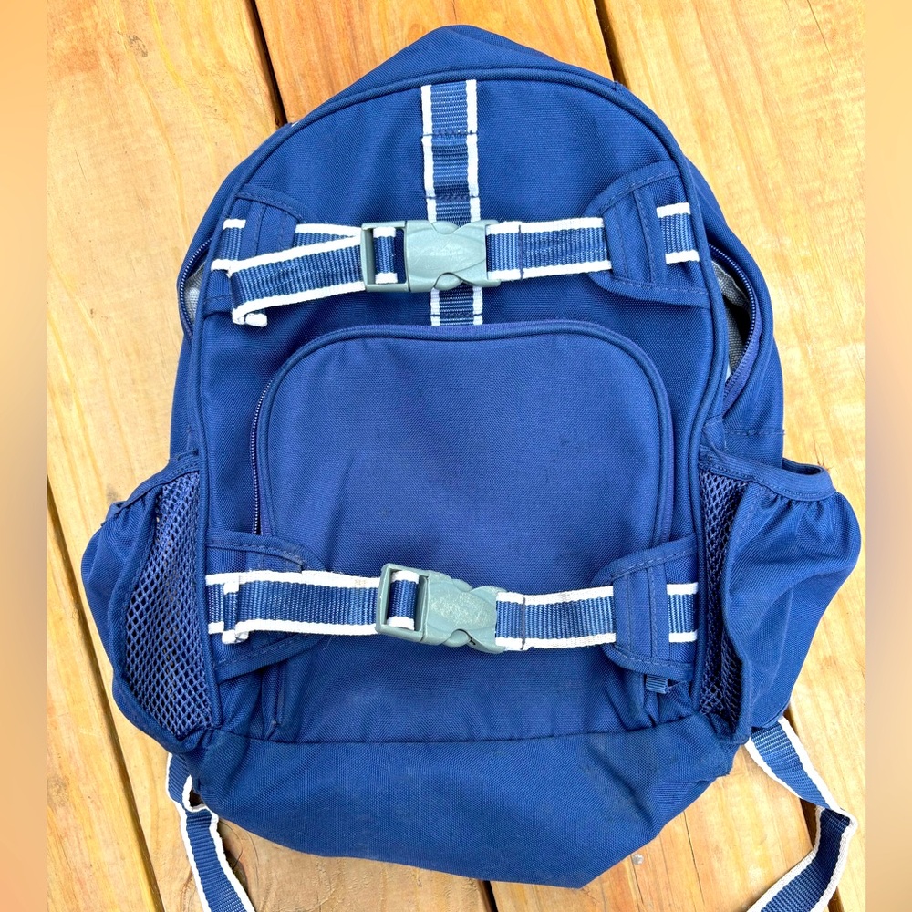 POTTERY BARN KIDS Mackenzie Solid Navy Blue Small Backpack 15” Zipper Pocket